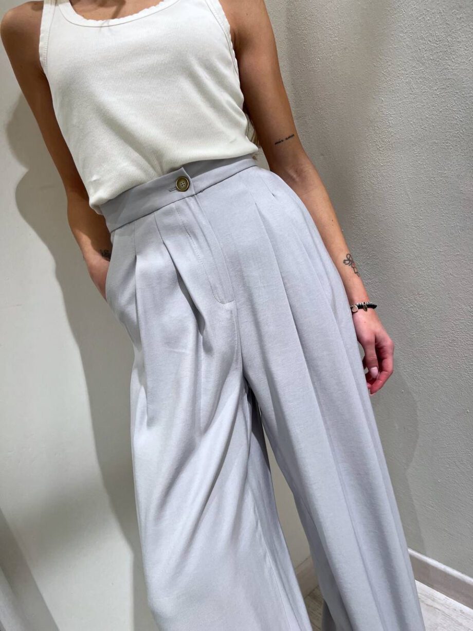 Shop Online Pantalone palazzo grigio perla con pinces HaveOne