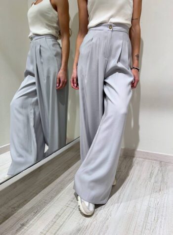 Shop Online Pantalone palazzo grigio perla con pinces HaveOne