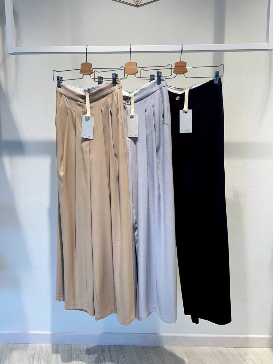 Shop Online Pantalone palazzo grigio perla con pinces HaveOne