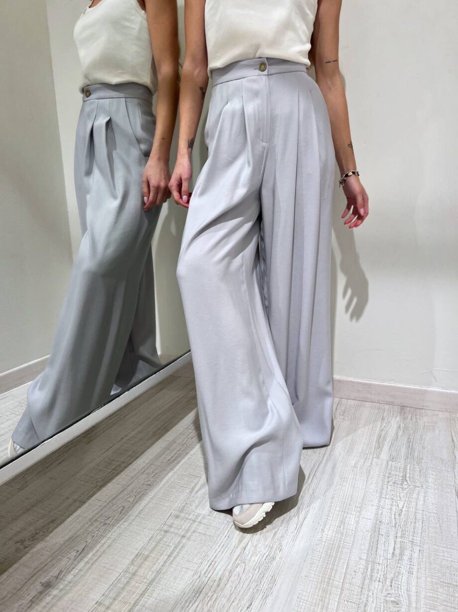 Shop Online Pantalone palazzo grigio perla con pinces HaveOne