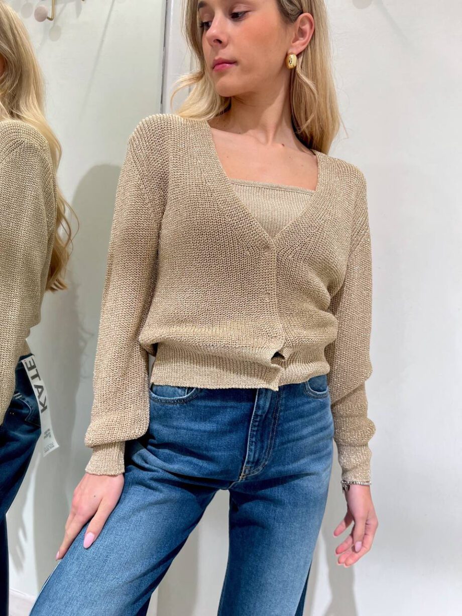 Shop Online Cardigan oro lurex scollo V Souvenir