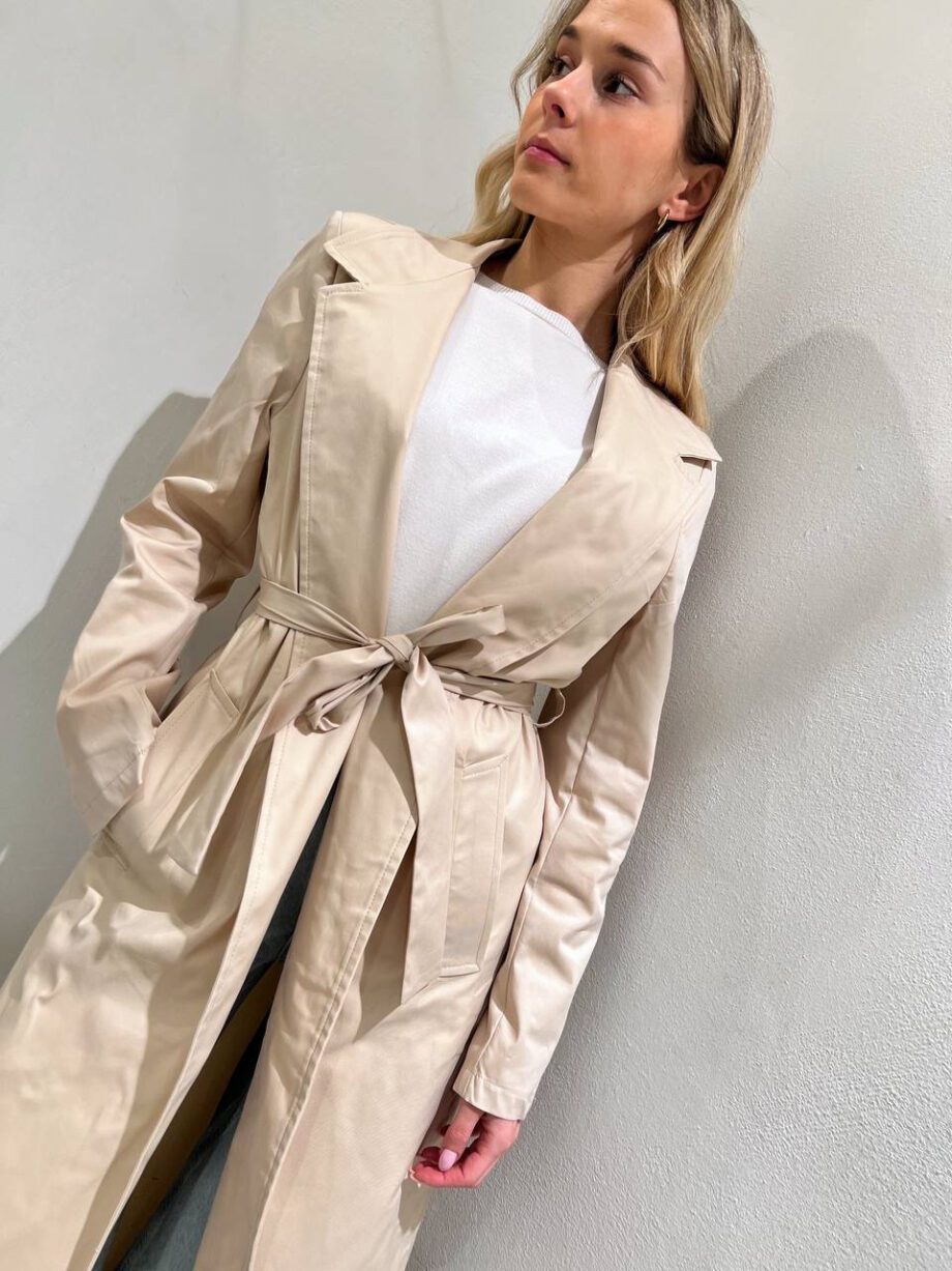 Shop Online Trench lungo beige con cintura HaveOne