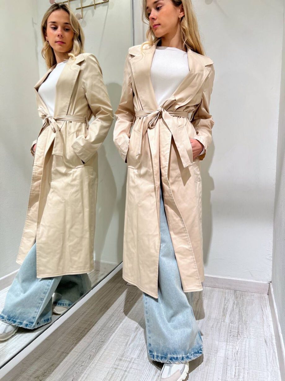 Shop Online Trench lungo beige con cintura HaveOne