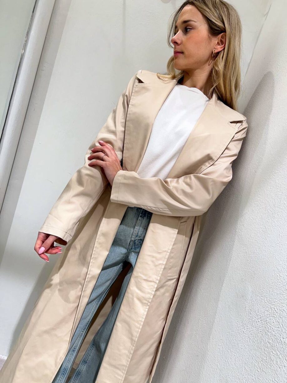 Shop Online Trench lungo beige con cintura HaveOne