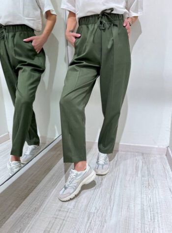Shop Online Pantalone morbido a sigaretta verde militare HaveOne