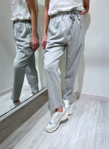 Shop Online Pantalone morbido a sigaretta grigio perla HaveOne