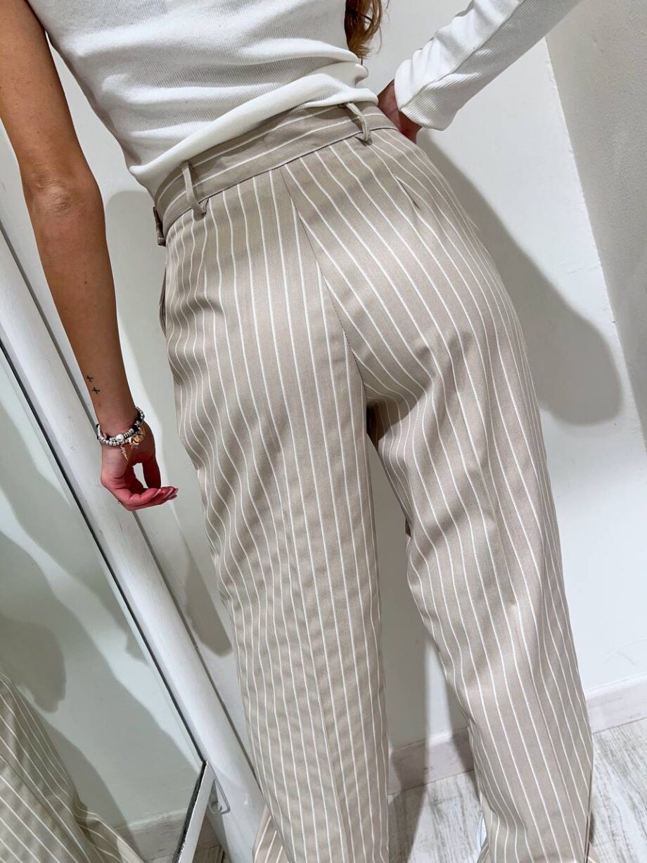 Shop Online Pantalone palazzo beige gessato HaveOne