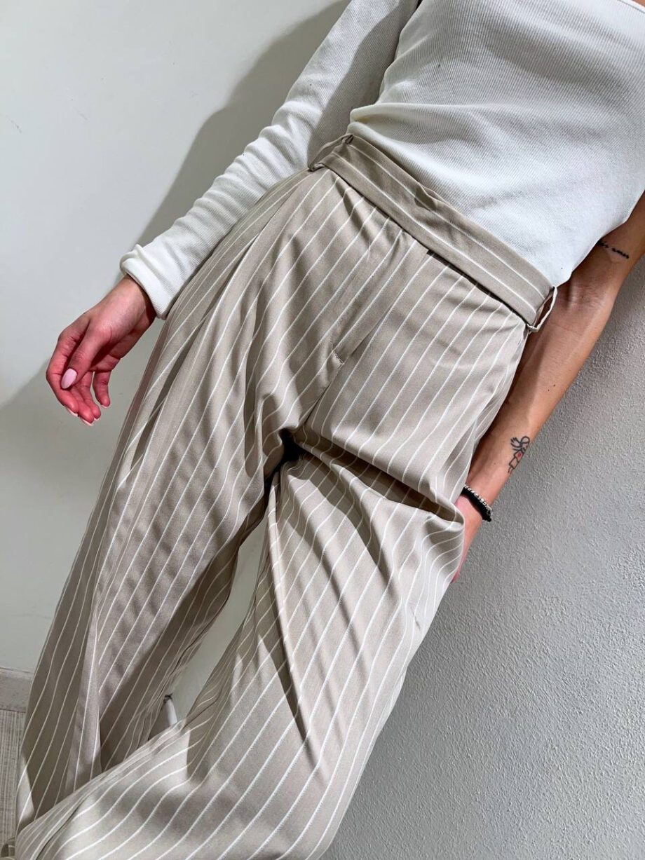 Shop Online Pantalone palazzo beige gessato HaveOne