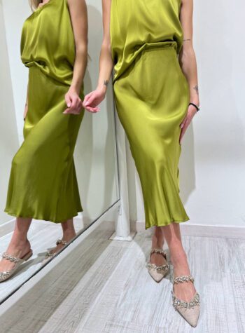 Shop Online Longuette satin guacamole in viscosa HaveOne