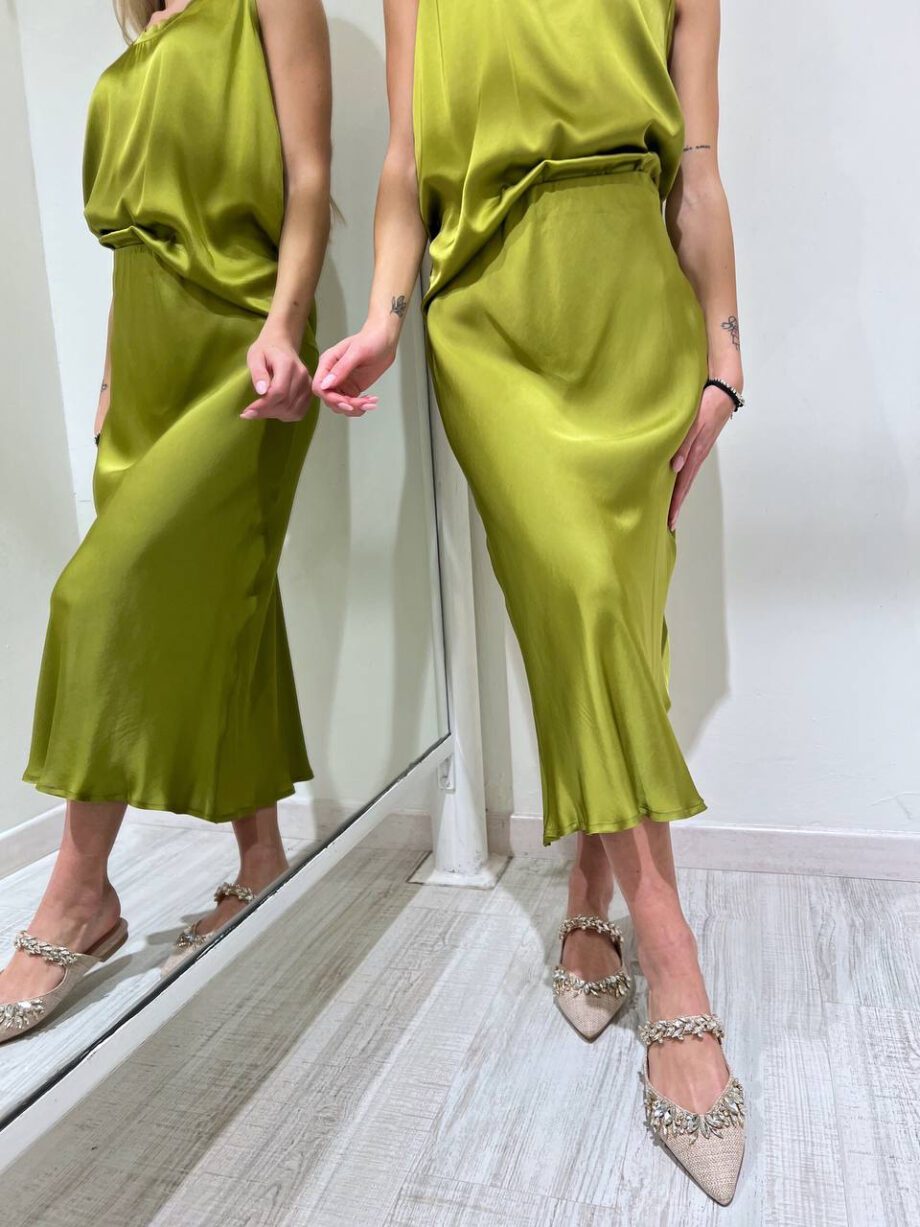 Shop Online Longuette satin guacamole in viscosa HaveOne