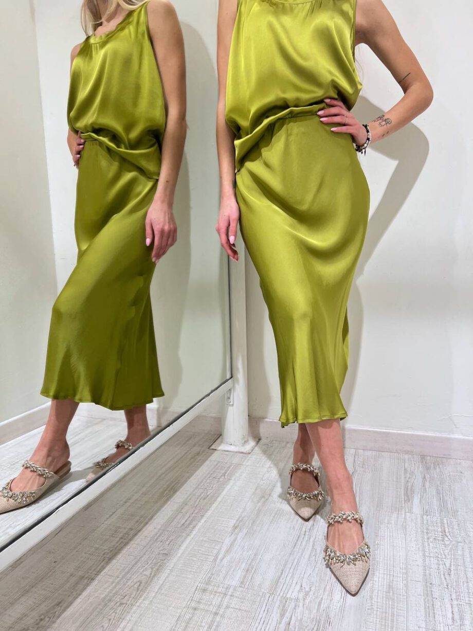 Shop Online Longuette satin guacamole in viscosa HaveOne