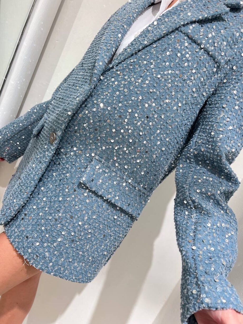 Shop Online Culotte in tweed azzurre con paillettes HaveOne