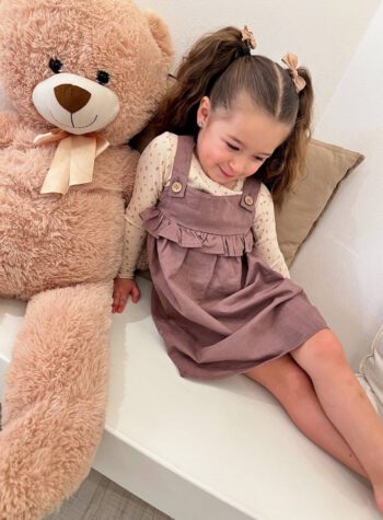 Shop Online Abito salopette con gala prugna Lil’ Atelier