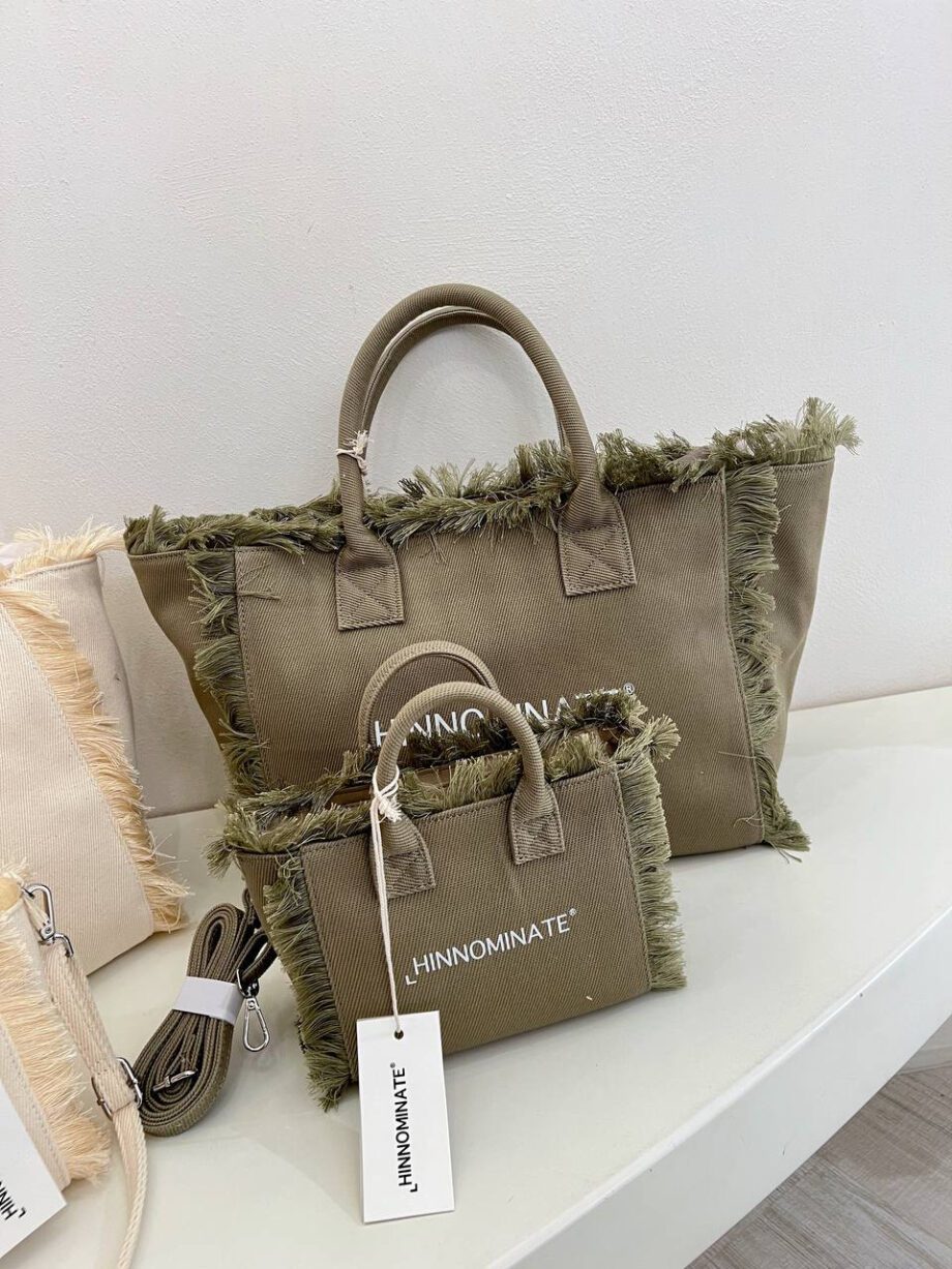 Shop Online Borsa mini shopper verde militare Hinnominate