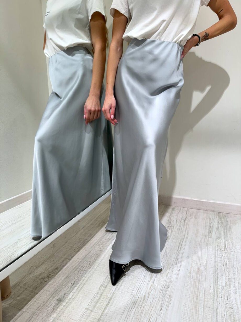 Shop Online Gonna lunga satin grigio perla Vicolo