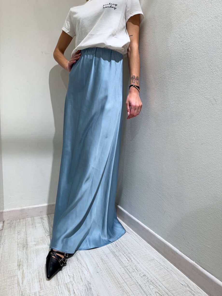 Shop Online Gonna lunga satin azzurra Vicolo