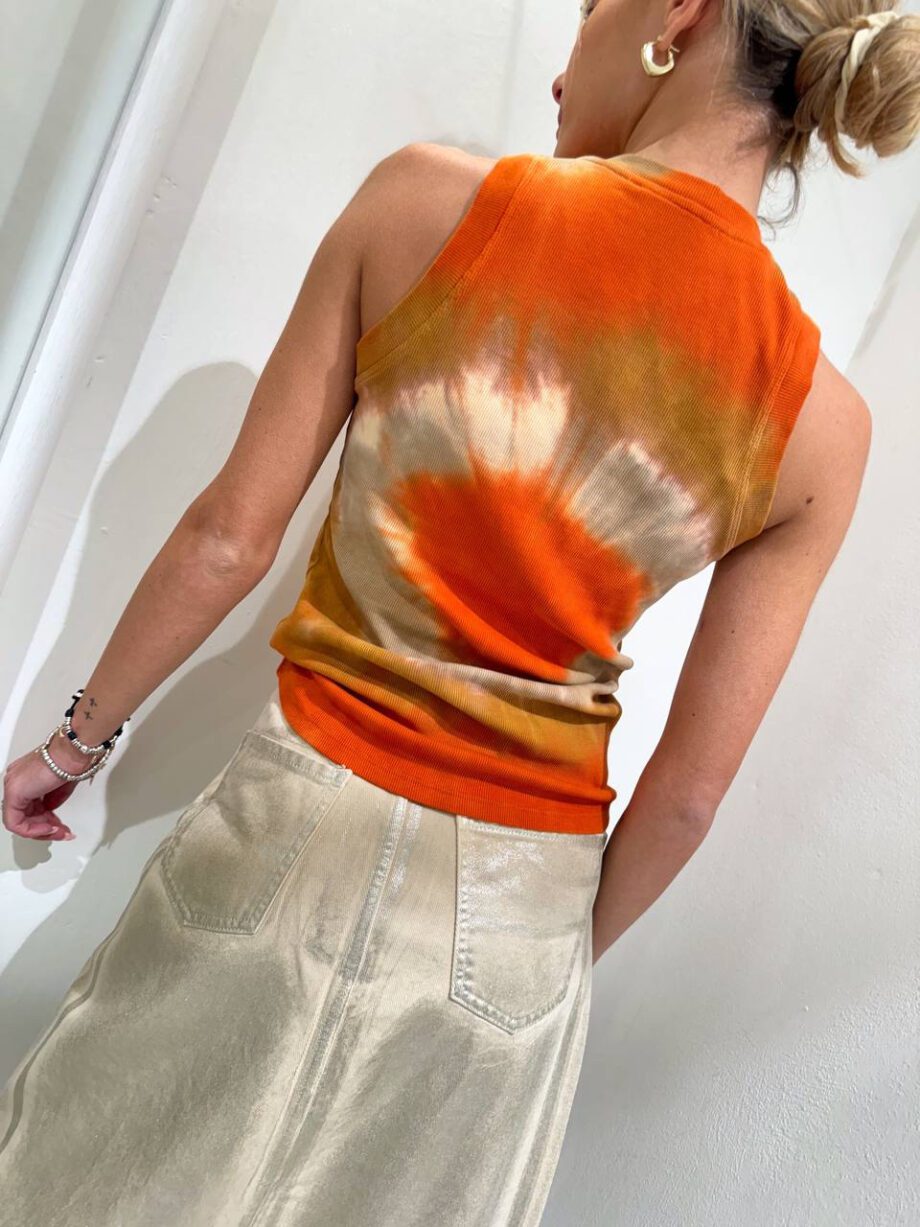 Shop Online Canotta tie dye arancio e beige Don't @ me