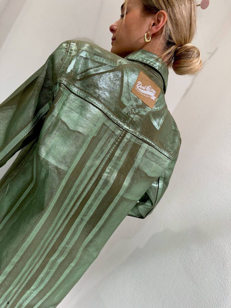 Shop Online Giacca in denim verde laminata Don't @ me