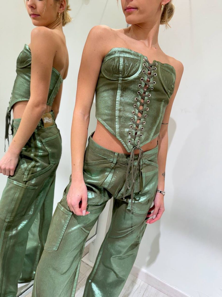 Shop Online Bustier in denim verde laminato Don’t @ me