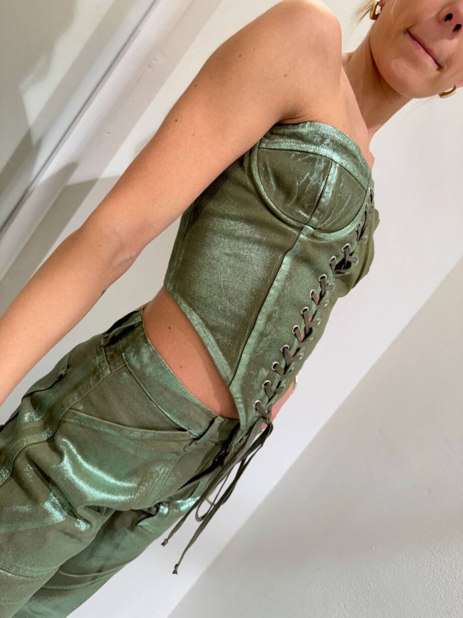 Shop Online Bustier in denim verde laminato Don’t @ me