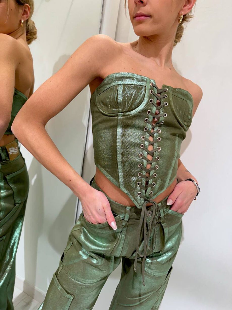 Shop Online Bustier in denim verde laminato Don’t @ me