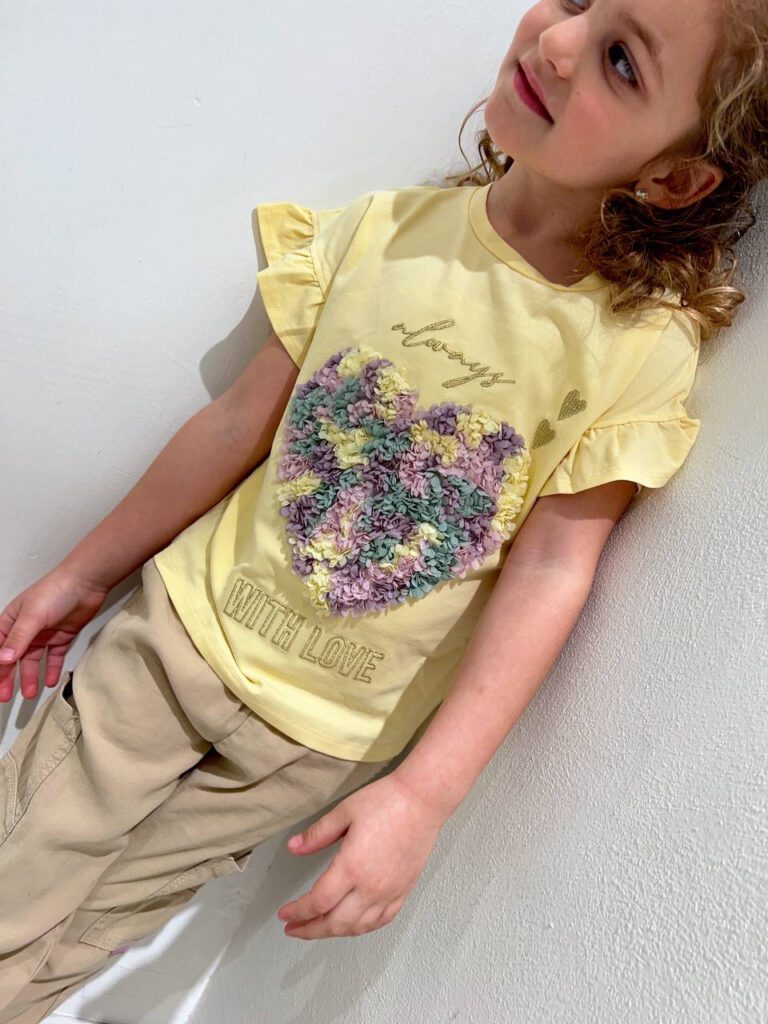 T-shirt gialla applicazione cuore Name it Shop Online T-shirt gialla applicazione cuore Name it