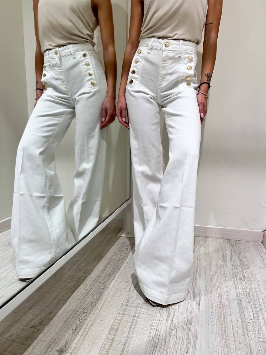 Shop Online Jeans Giudith bianco palazzo con bottoni Vicolo