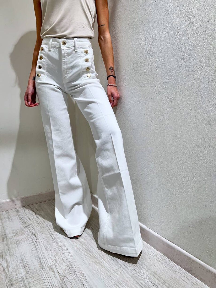 Shop Online Jeans Giudith bianco palazzo con bottoni Vicolo