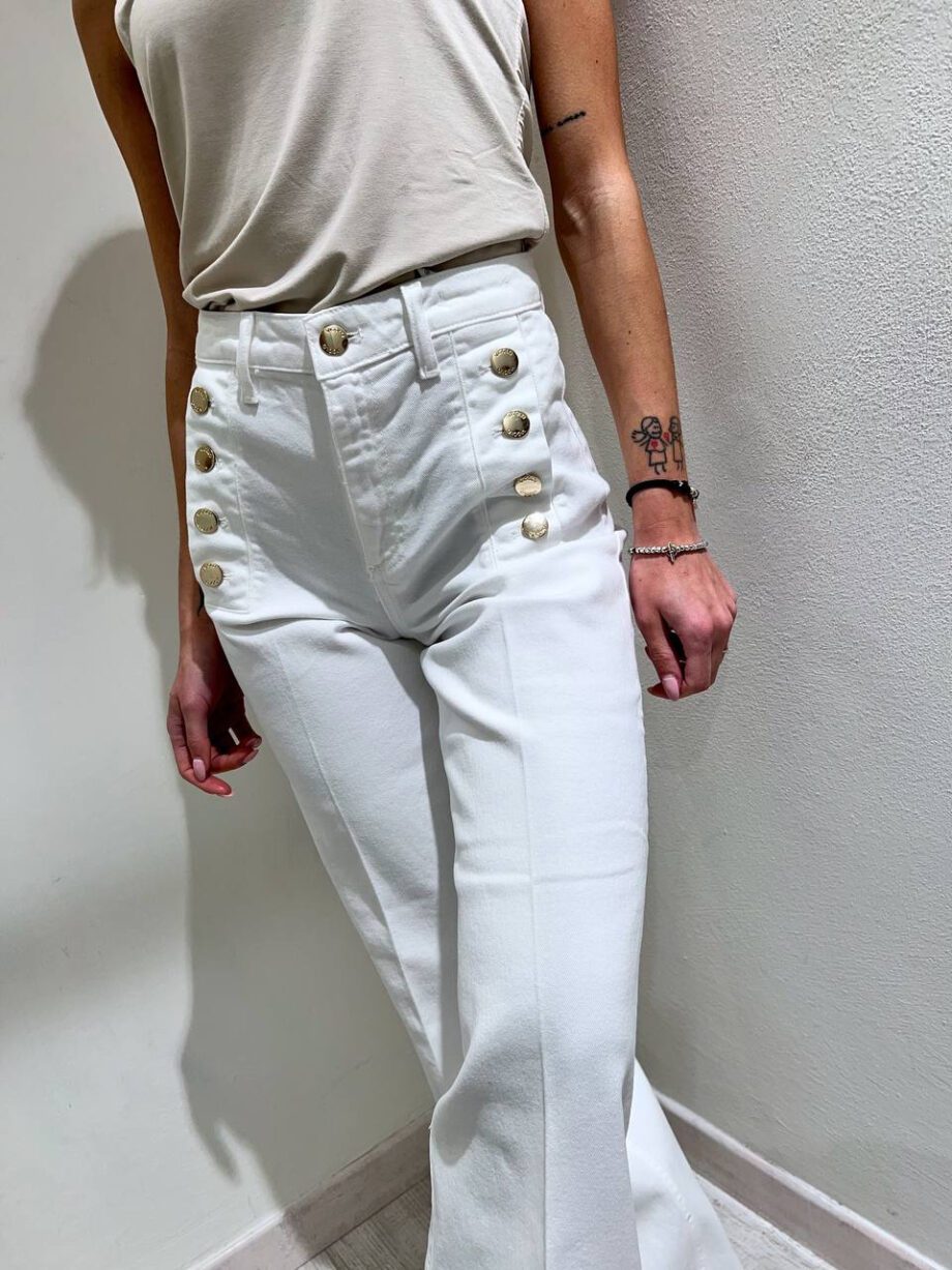 Shop Online Jeans Giudith bianco palazzo con bottoni Vicolo