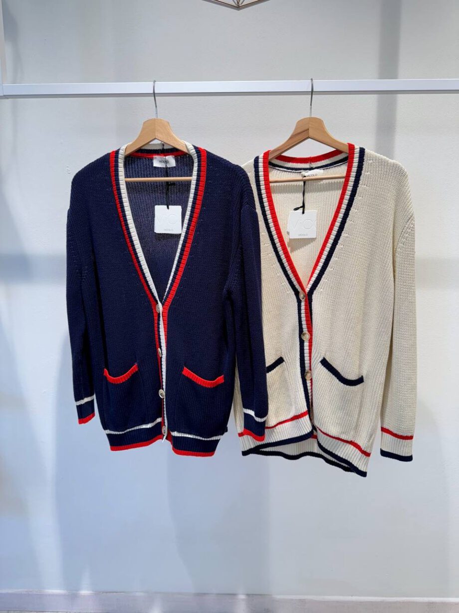 Shop Online Cardigan over burro con profili righe Vicolo