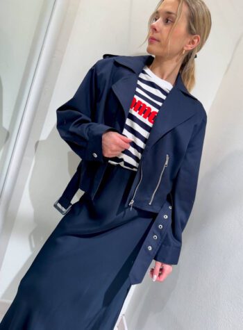 Shop Online Trench corto blu in cotone Vicolo