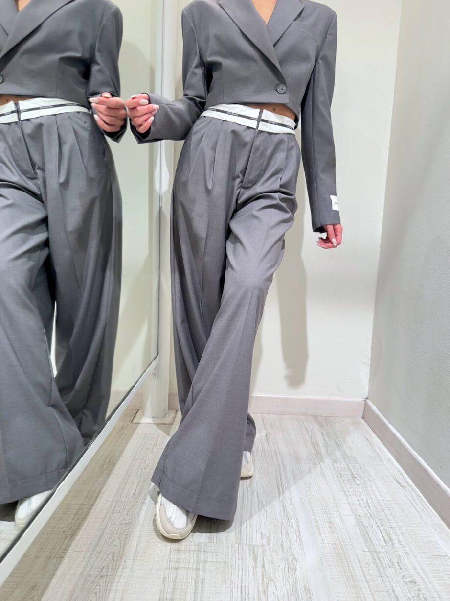 Shop Online Pantalone palazzo grigio fascia vita Hinnominate