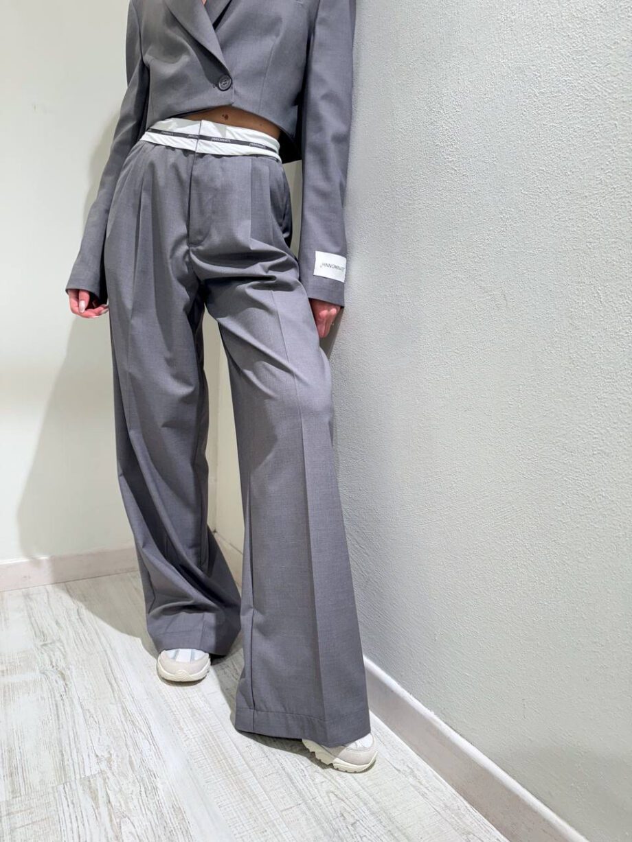 Shop Online Pantalone palazzo grigio fascia vita Hinnominate