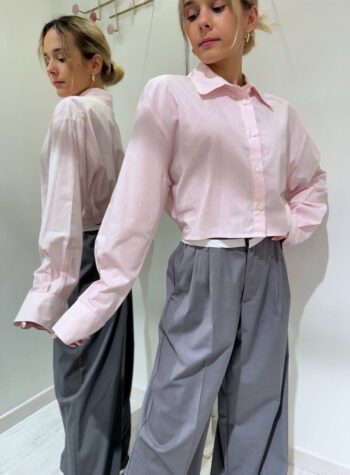 Shop Online Camicia corta a righe bianca e rosa Hinnominate