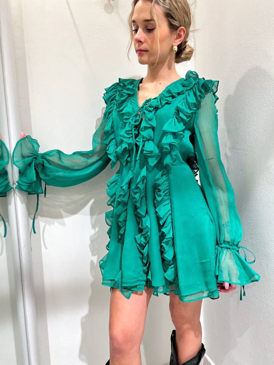 Shop Online Vestito corto Jade verde con rouches Odì Odì