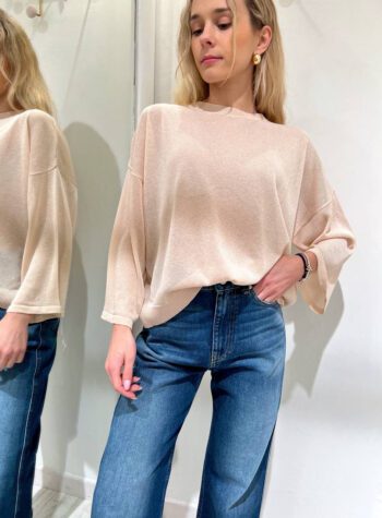 Shop Online Maglia ampia semitrasparente rosa nude HaveOne