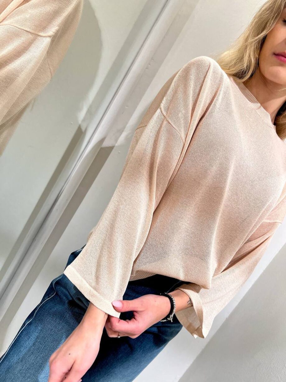 Shop Online Maglia ampia semitrasparente rosa nude HaveOne