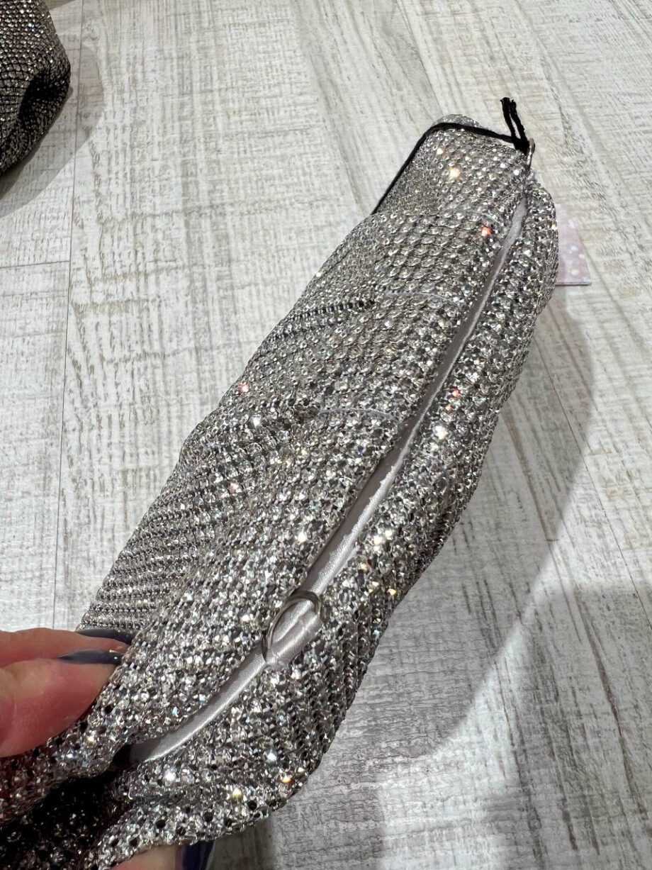 Shop Online Pochette clutch con strass argento Twentyfourhaitch