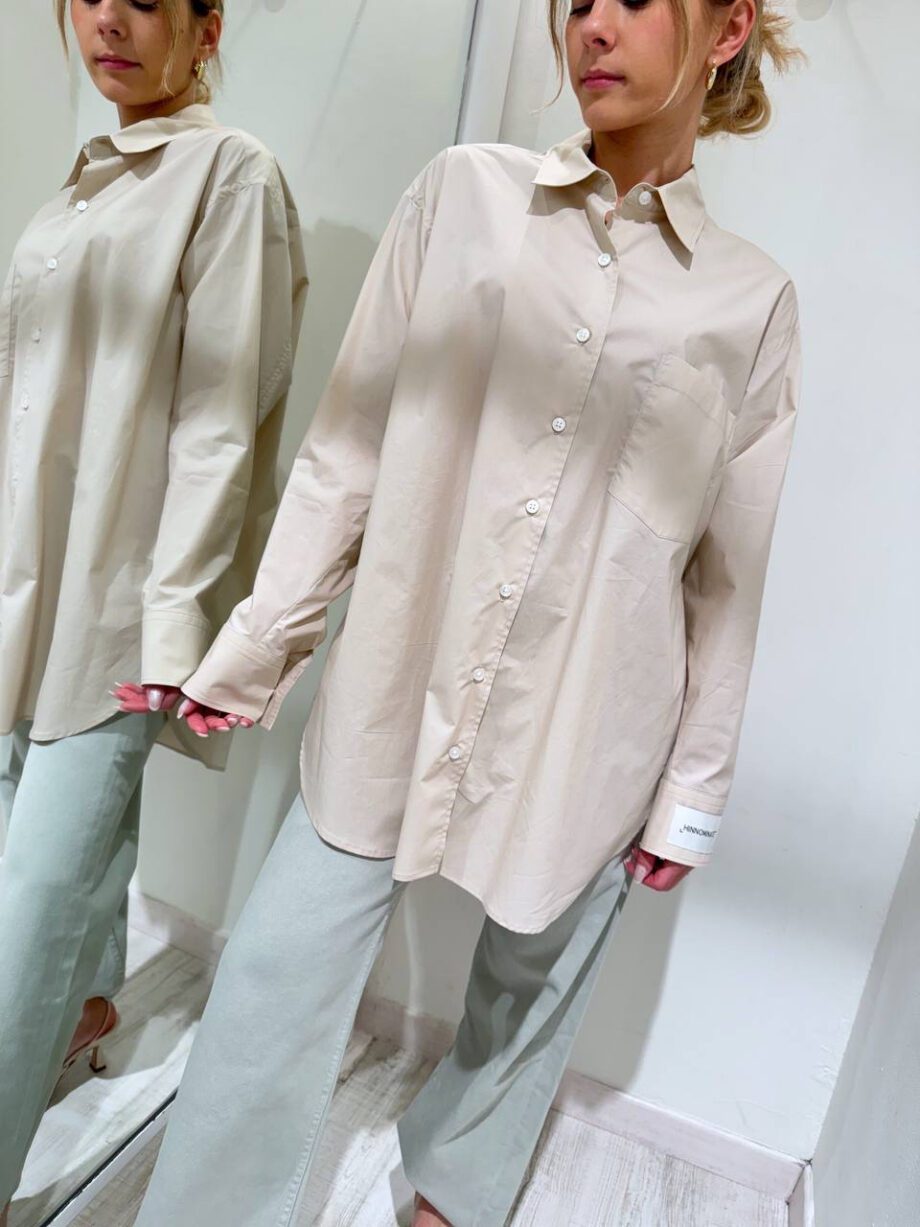 Shop Online Camicia oversize sabbia in cotone Hinnominate