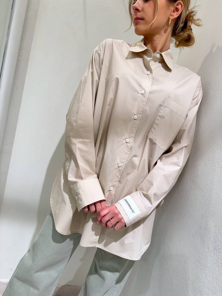 Shop Online Camicia oversize sabbia in cotone Hinnominate