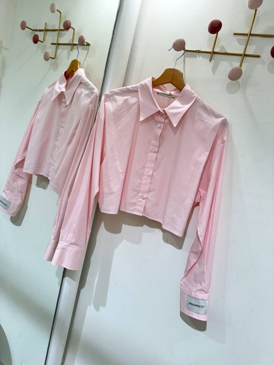 Shop Online Camicia corta a righe bianca e rosa Hinnominate