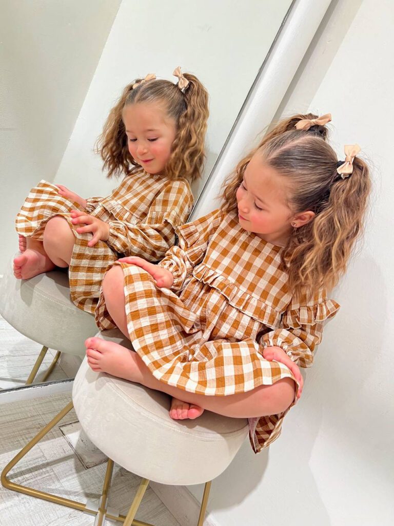 Vestito a quadretti senape e burro Lil' Atelier Shop Online Vestito a quadretti senape e burro Lil' Atelier