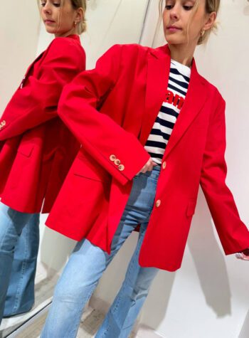 Shop Online Blazer oversize rosso in cotone Vicolo