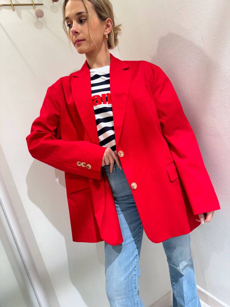 Shop Online Blazer oversize rosso in cotone Vicolo