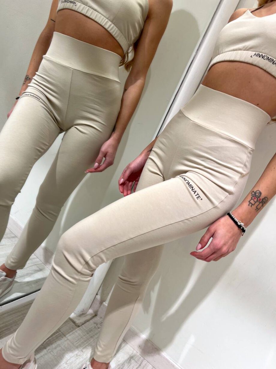 Shop Online Leggings sportivo beige in cotone Hinnominate