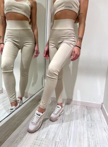 Shop Online Leggings sportivo beige in cotone Hinnominate