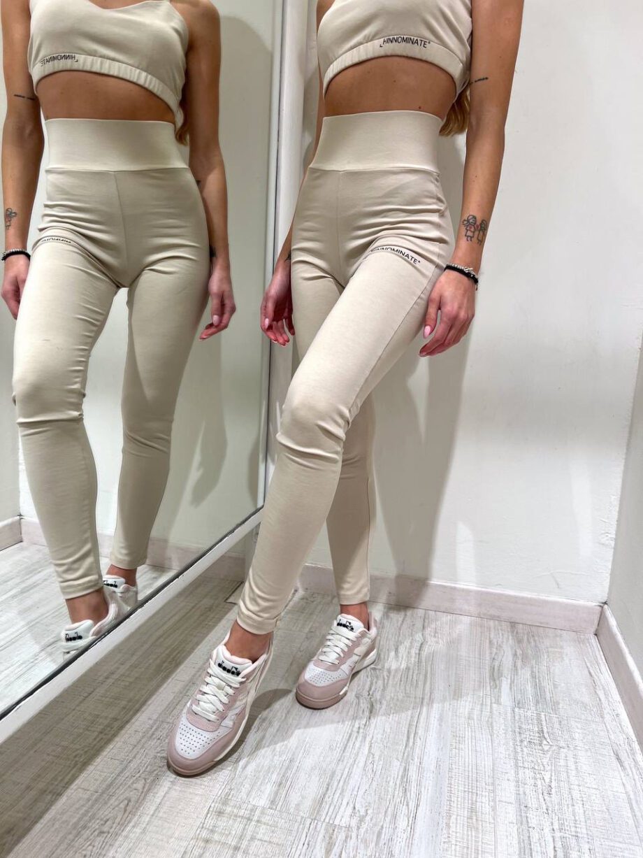 Shop Online Leggings sportivo beige in cotone Hinnominate