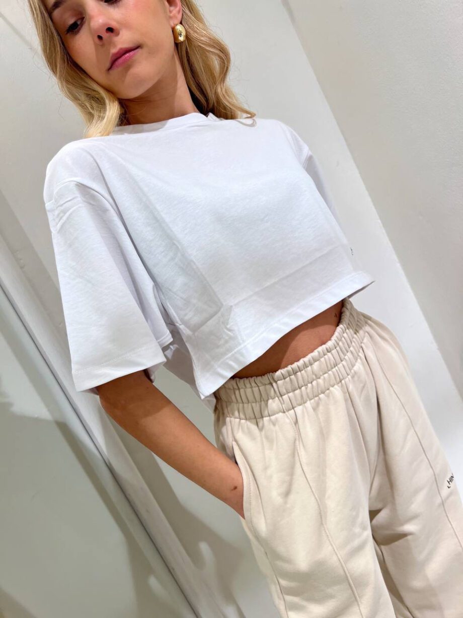 Shop Online T-shirt crop ampia bianca Hinnominate