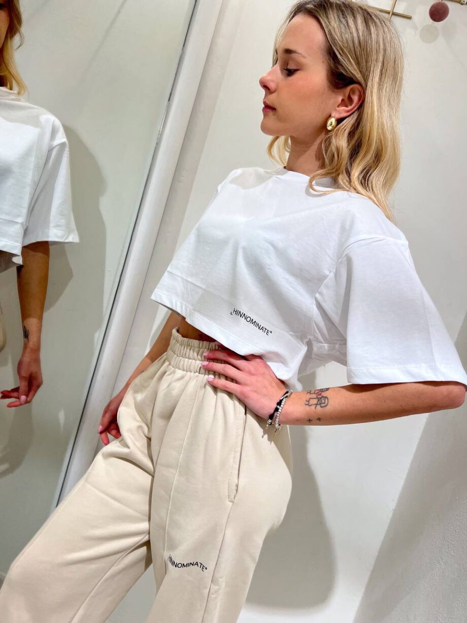 Shop Online T-shirt crop ampia bianca Hinnominate