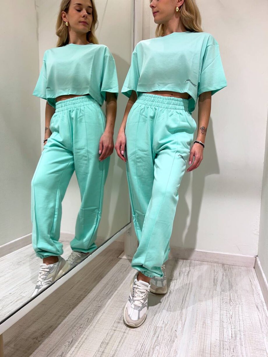Shop Online Pantalone tuta verde maldive ampio Hinnominate